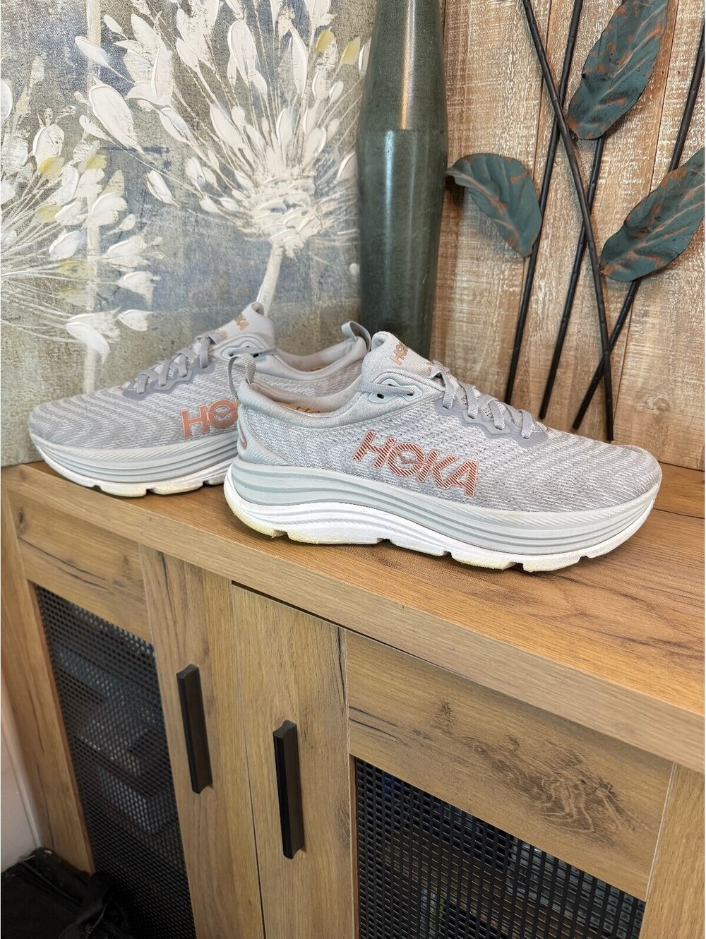 Hoka Gaviota 5 Women's Running Shoes Size 9 Gray Rose Gold